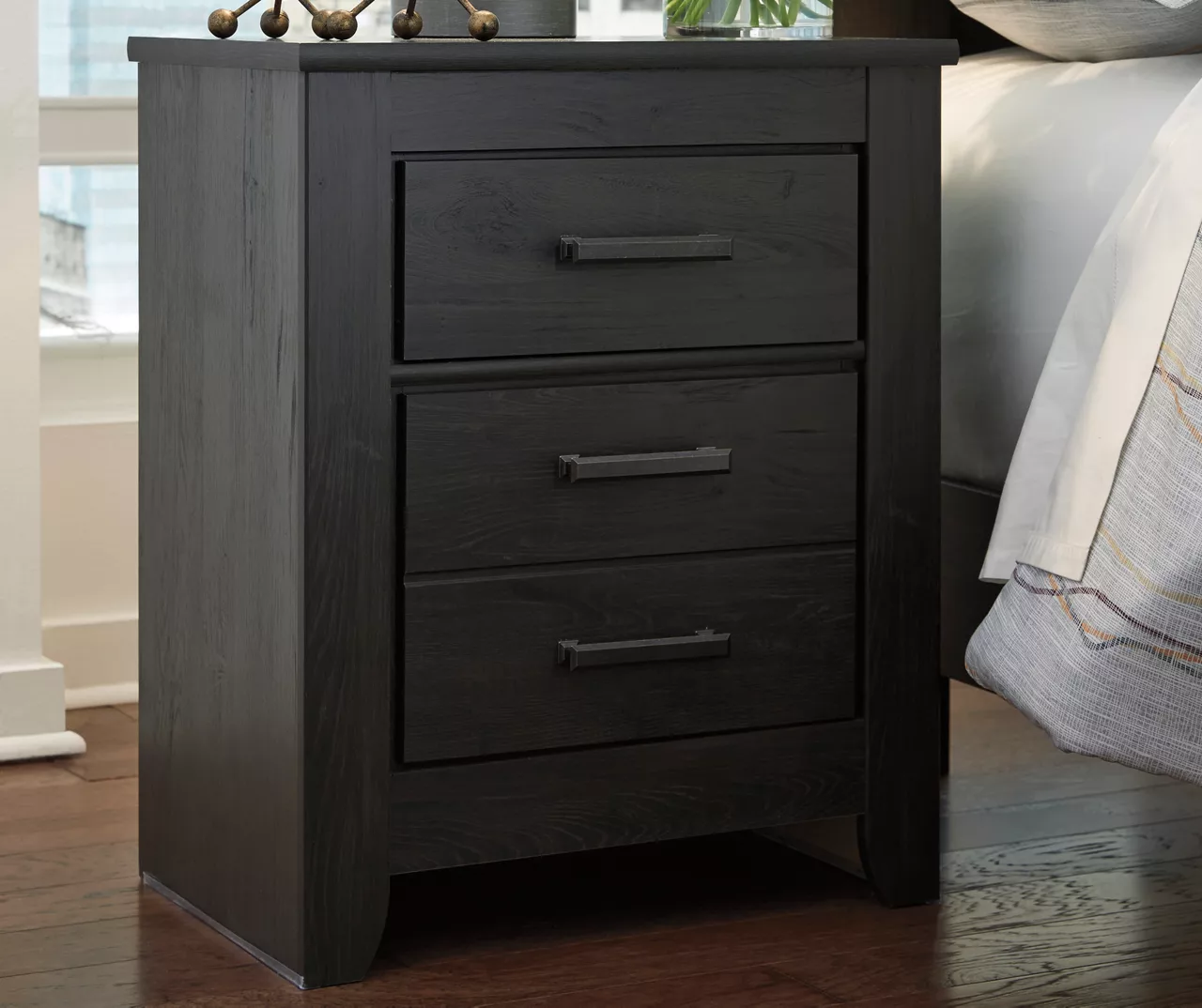 Brinxton Black 2-Drawer Nightstand - Image 2
