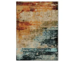 Peyton Gold & Red Abstract Area Rug, (7'10" X 10'10")