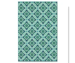 Halsey Blue & Green Outdoor Area Rug, (7'10" X 10'10")