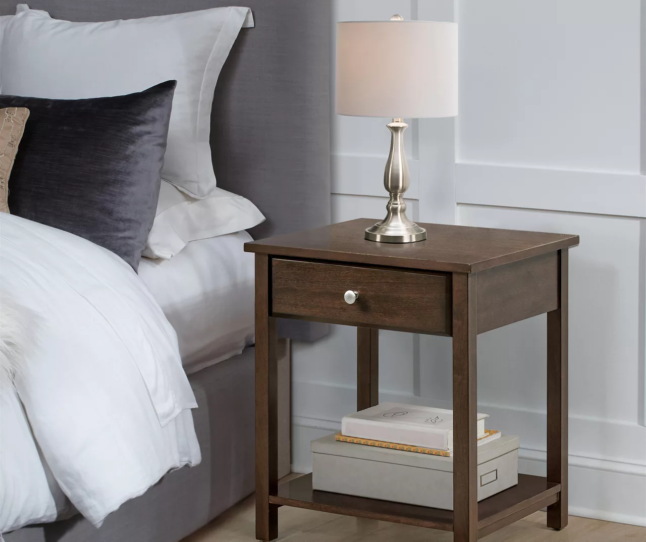 Walnut Nightstand With USB Ports & Power Outlets - Image 2