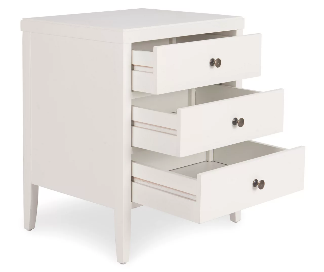 White Finley Wood 3-Drawer Nightstand - Image 3