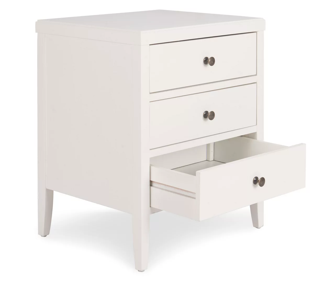 White Finley Wood 3-Drawer Nightstand - Image 5