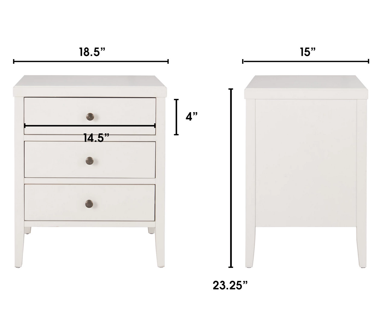 White Finley Wood 3-Drawer Nightstand - Image 7
