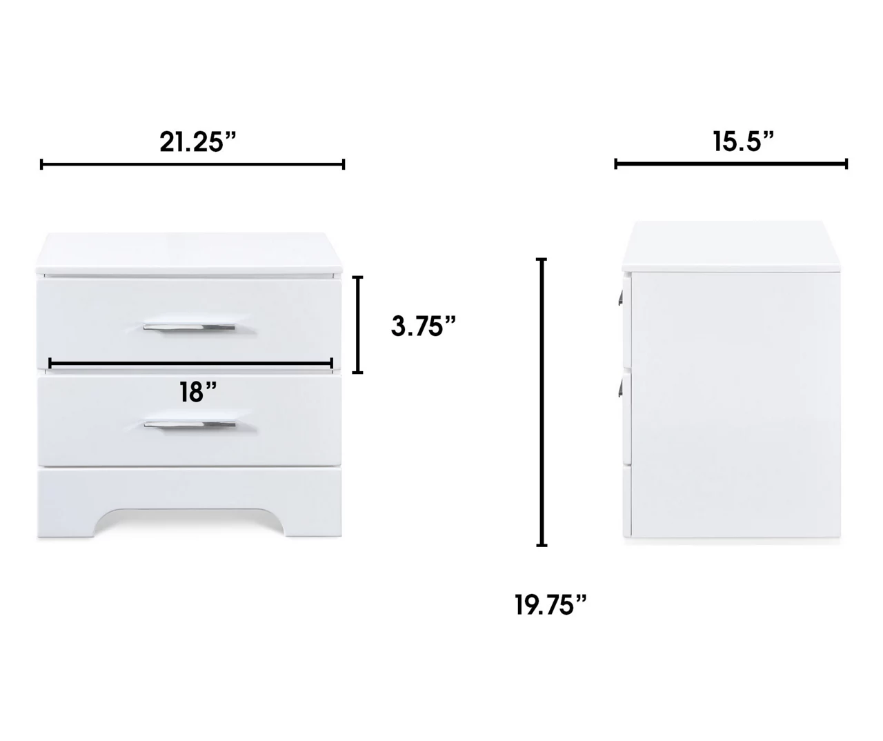 White Hudson 2-Drawer Wood Nightstand - Image 12