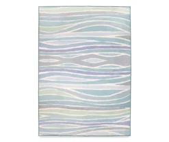 My Magic Carpet Waves Ocean Blue Washable Area Rug, (5' X 7')