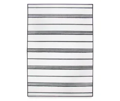 My Magic Carpet Stripe Black & White Washable Area Rug, (5' X 7')