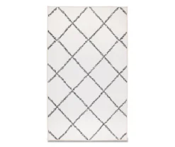 My Magic Carpet Medina Moroccan Diamond Ivory Washable Area Rug, (3' X 5')