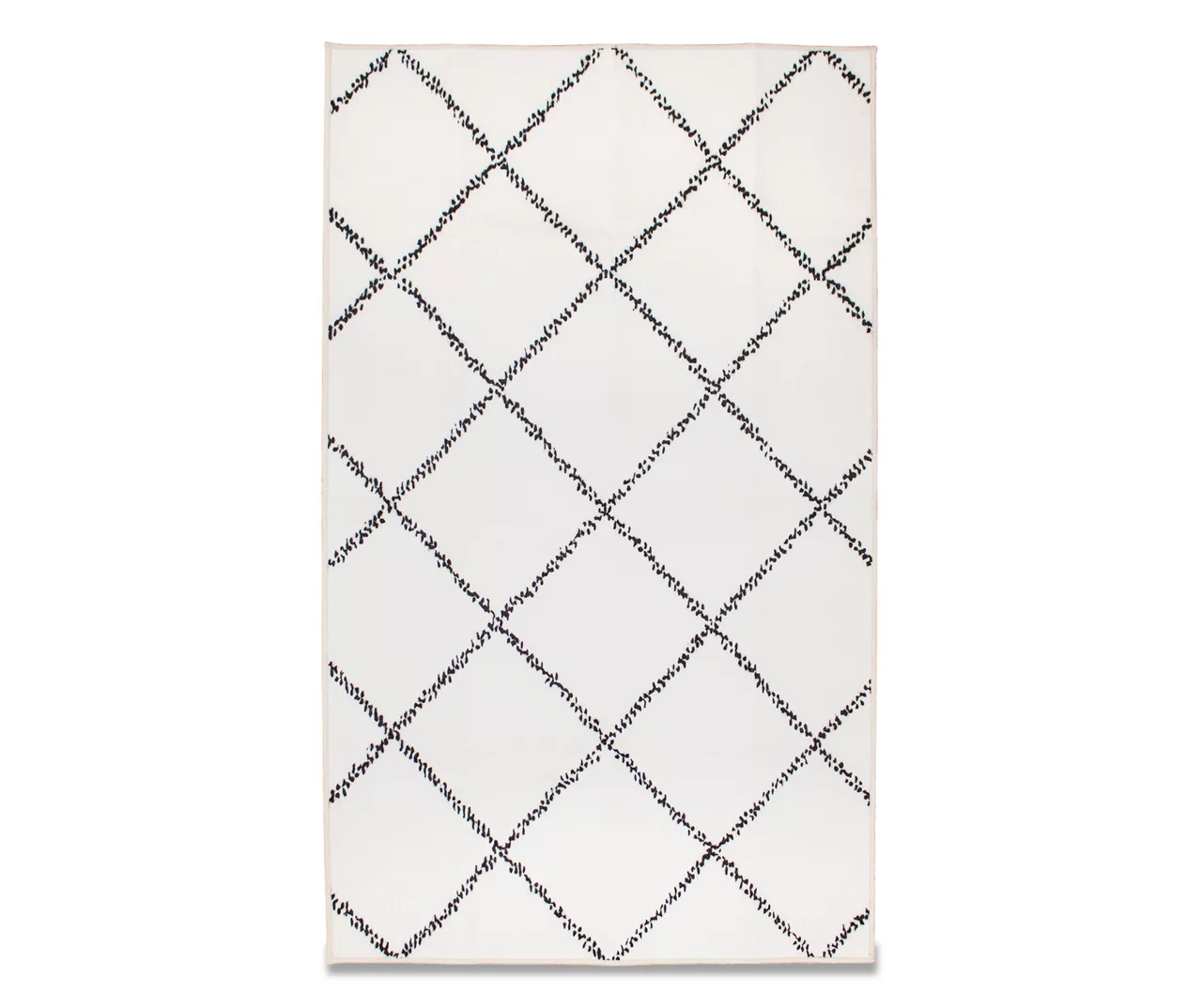 My Magic Carpet Medina Moroccan Diamond Ivory Washable Area Rug, (3' X 5')