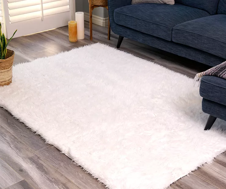 My Magic Carpet White Washable Shag Area Rug - Image 11