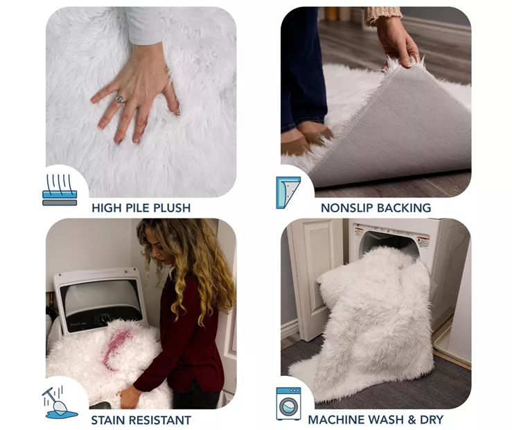 My Magic Carpet White Washable Shag Area Rug - Image 12