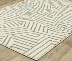 Senyor Beige & Gray Geometric Linework Area Rug, (3.1' X 5.5')