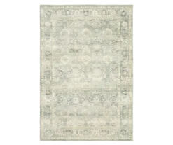 Savyille Green & Ivory Floral Medallion Area Rug, (7.5' X 10')