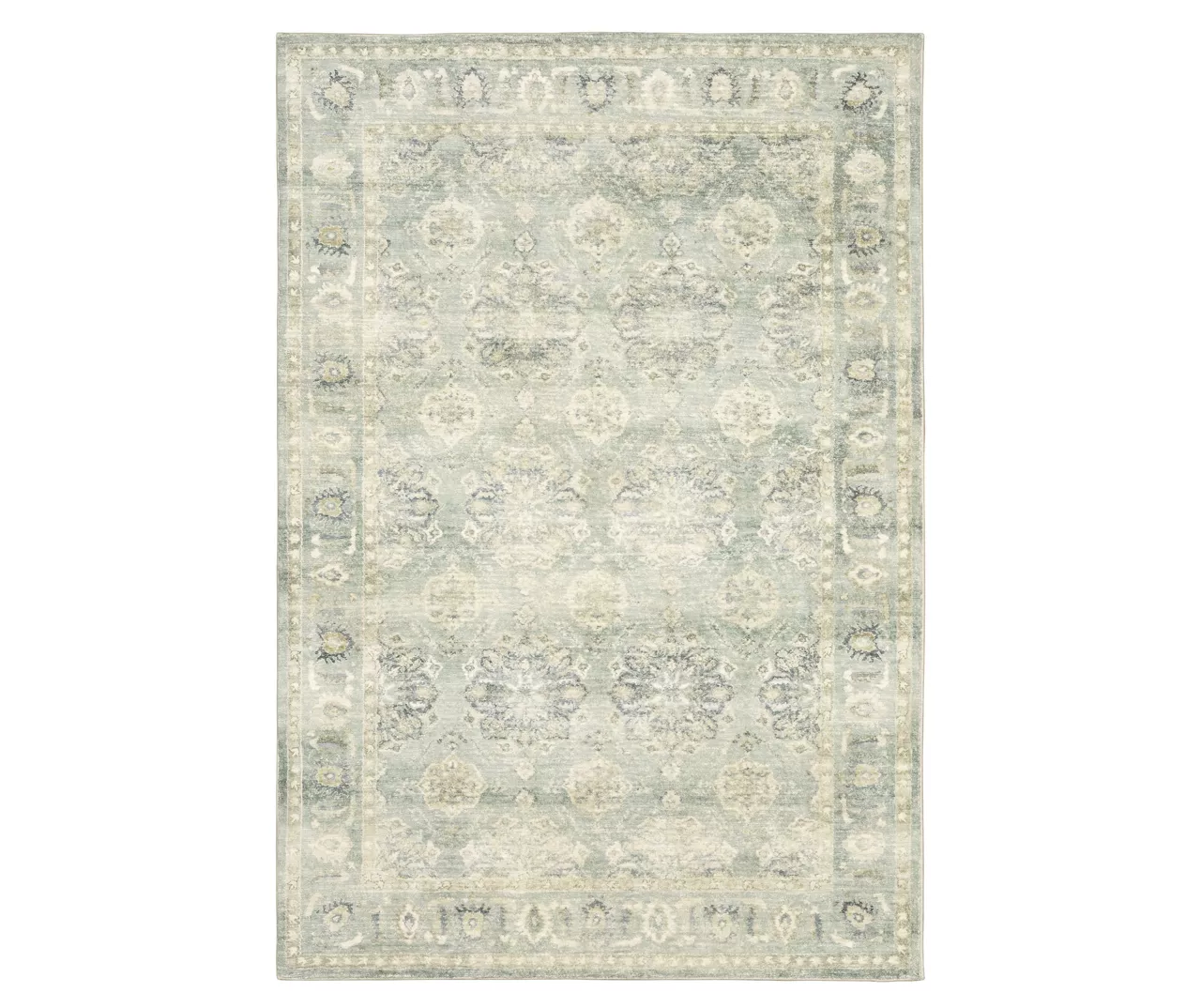 Savyille Green & Ivory Floral Medallion Area Rug, (7.5' X 10')