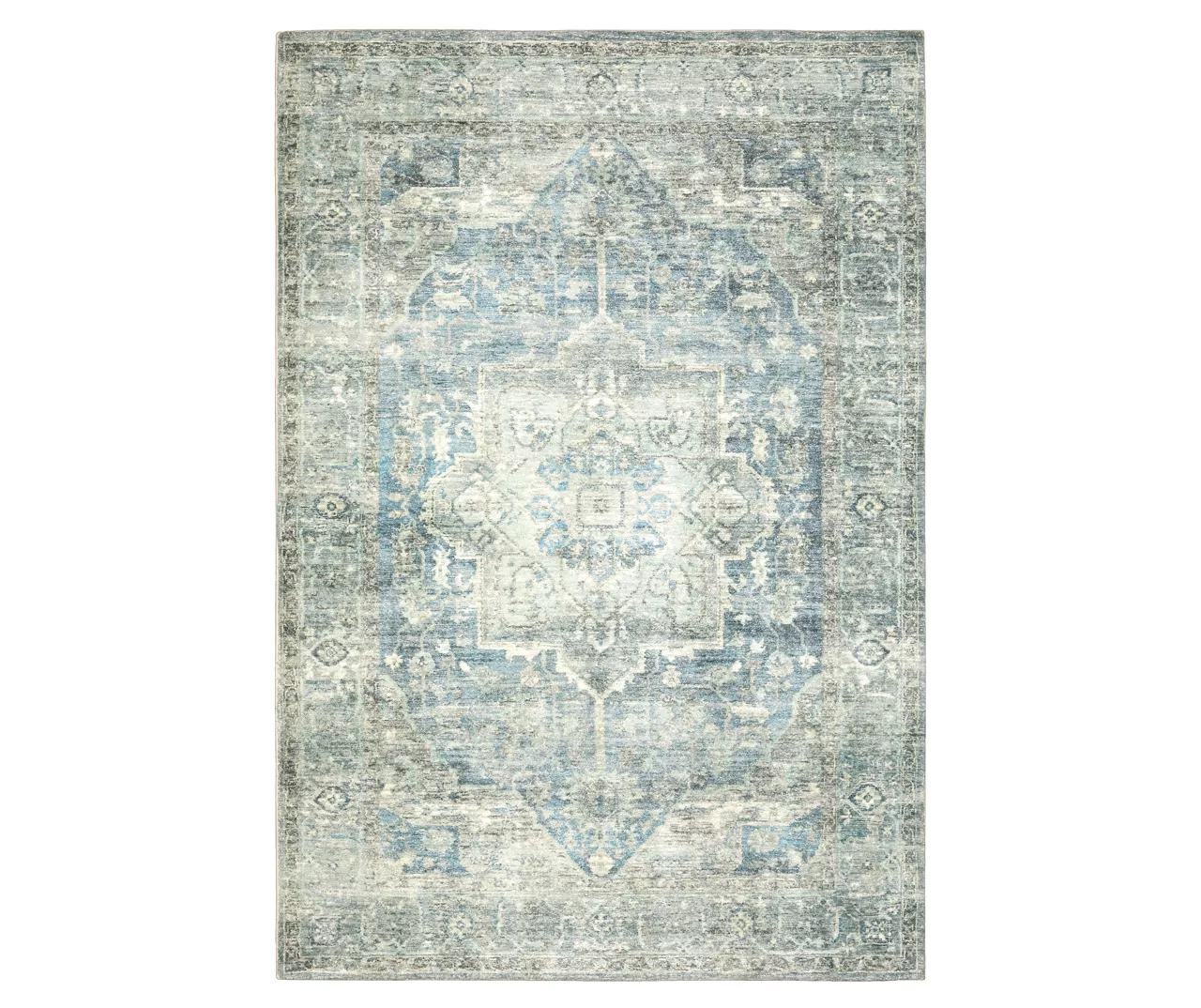 Savadore Gray & Blue Medallion Area Rug - Image 3
