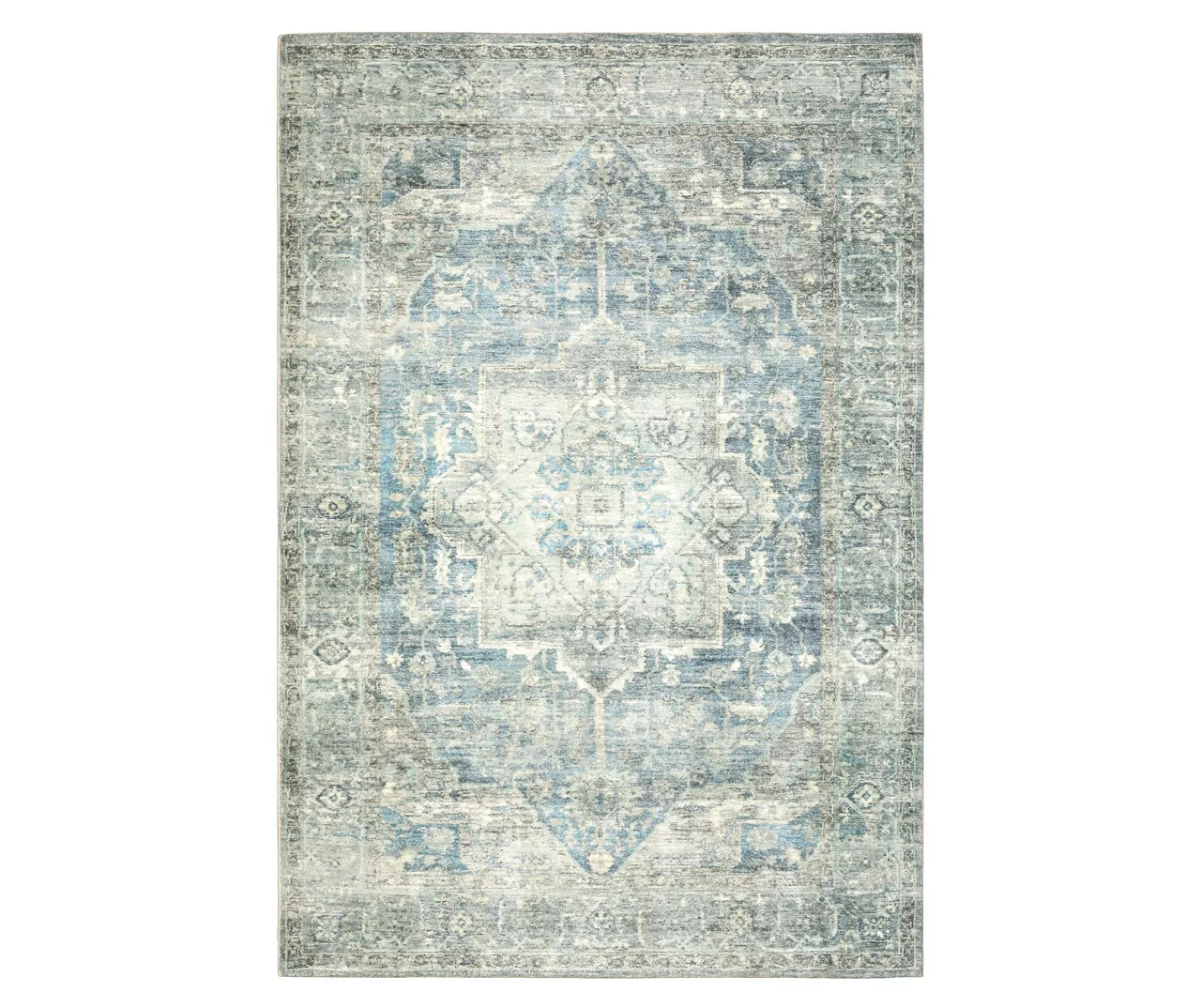 Savadore Gray & Blue Medallion Area Rug - Image 2