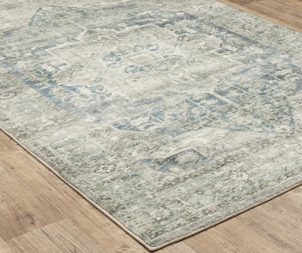 Savadore Gray & Blue Medallion Area Rug - Image 4