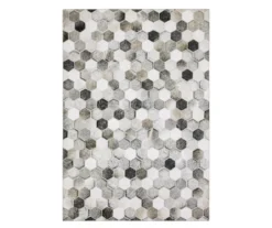 Myles Gray & Charcoal Faux Hide Hexagon Area Rug