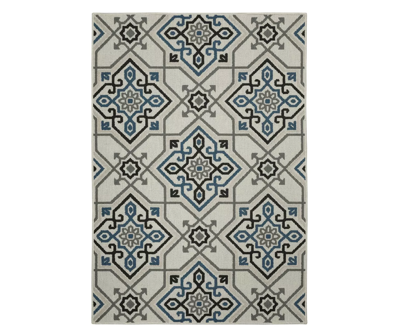 Torance Beige & Blue Linework Medallion Outdoor Area Rug - Image 7