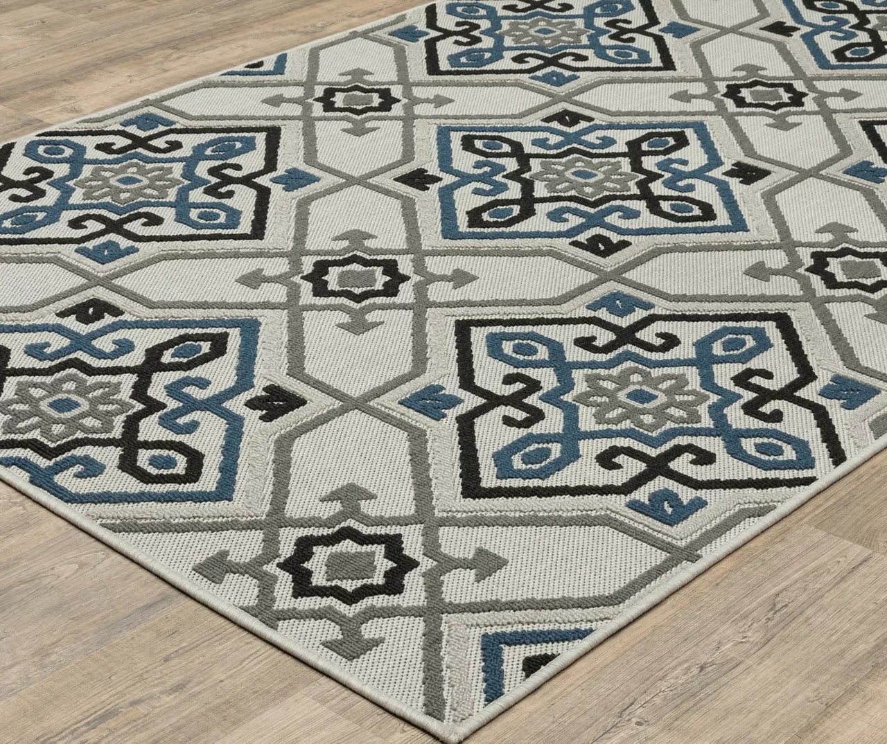 Torance Beige & Blue Linework Medallion Outdoor Area Rug - Image 18