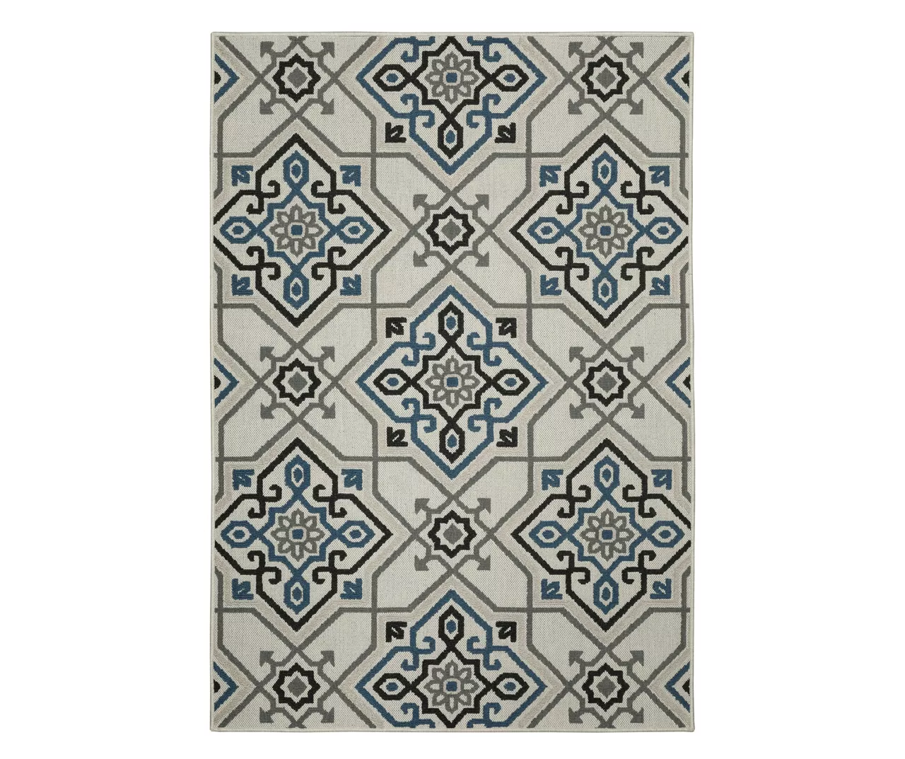 Torance Beige & Blue Linework Medallion Outdoor Area Rug - Image 4
