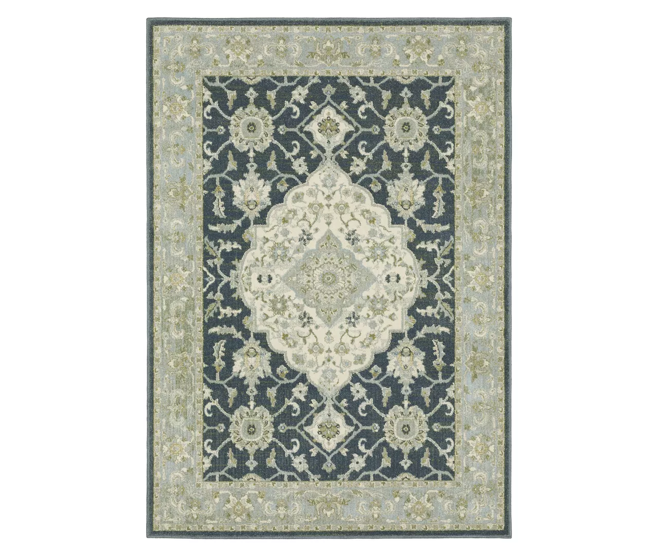 Thornfield Blue & Green Floral Medallion Area Rug, (6.7' X 9.2')