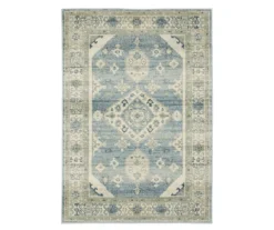 Jefferson Bue & Beige Geometric Medallion Area Rug, (5.3' X 7.3')
