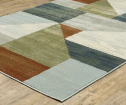 Braxton Beige, Blue & Rust Geometric Color Block Area Rug