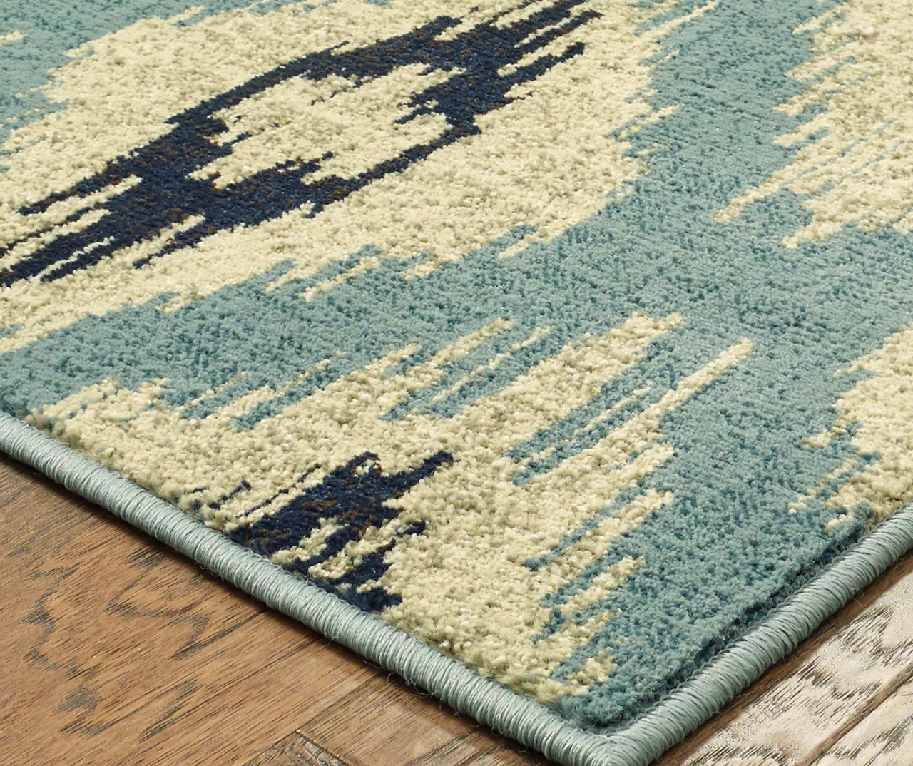 Linley Blue & Gray Ikat Area Rug, (1.1' X 3') - Image 3