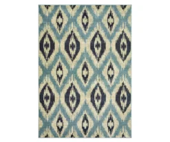 Linley Blue & Gray Ikat Area Rug, (1.1' X 3')