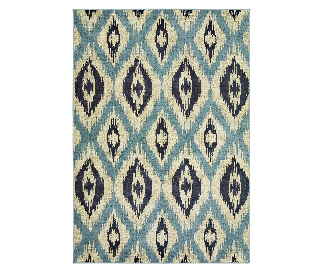 Linley Blue & Gray Ikat Area Rug, (1.1' X 3')