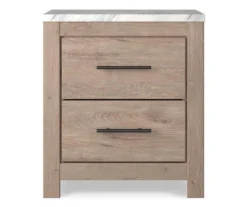 Senniberg Oak & Faux Calcutta 2-Drawer Nightstand