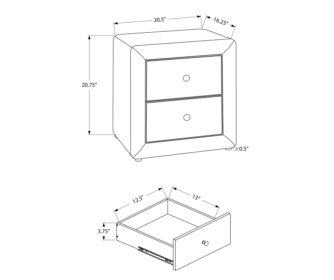Monarch Linen Upholstered Nightstand - Image 8