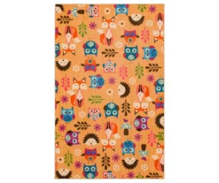 Animal Toss Orange & Multi-Color Area Rug, (5' X 8')