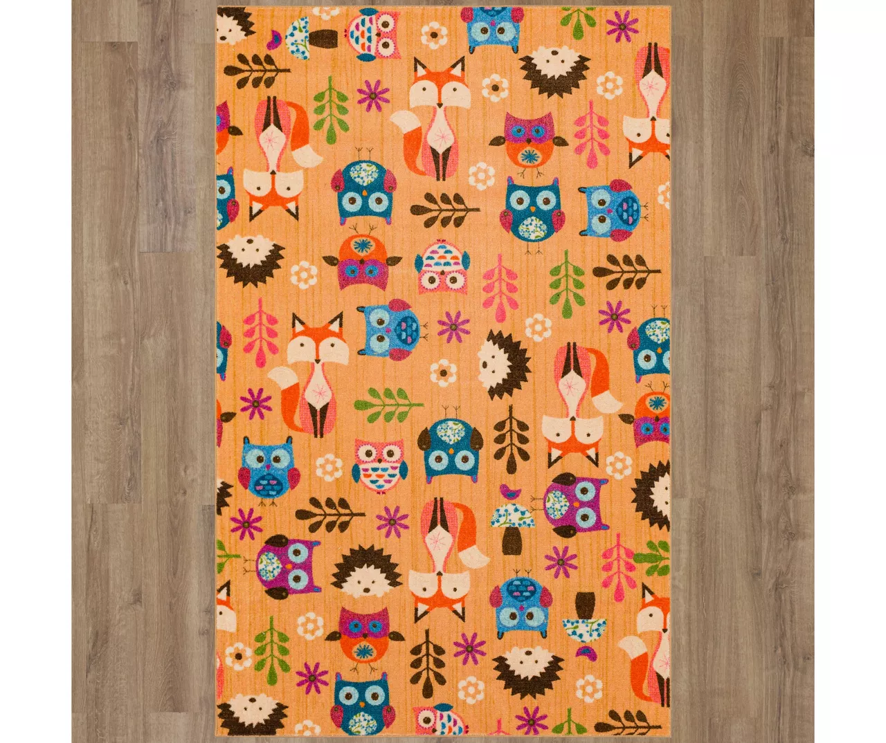 Animal Toss Orange & Multi-Color Area Rug, (5' X 8') - Image 2