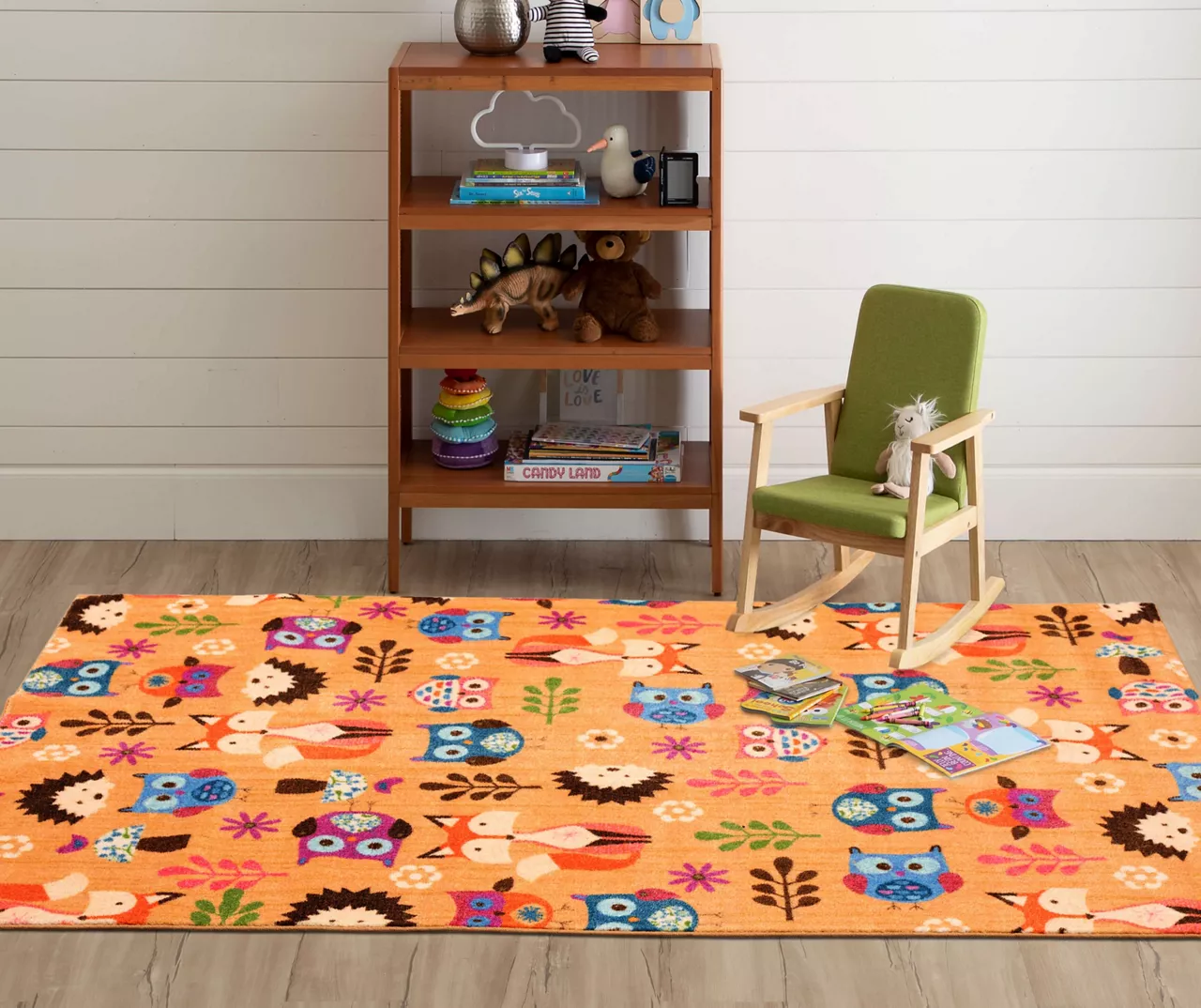 Animal Toss Orange & Multi-Color Area Rug, (5' X 8') - Image 4