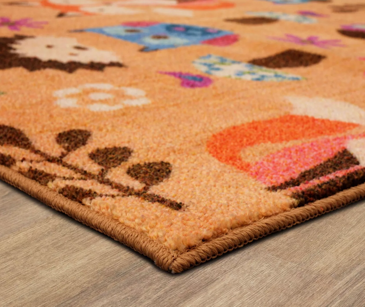 Animal Toss Orange & Multi-Color Area Rug, (5' X 8') - Image 5