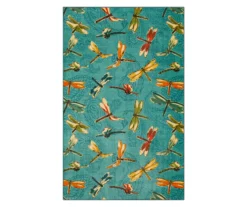 Summer Dragonflies Aqua Area Rug, (3' 4" X 5')