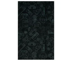 In Control Black & Teal Area Rug, (8' X 10')