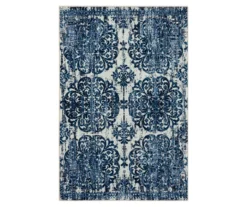 Portgate Cream & Blue Medallion Area Rug, (4' X 6')