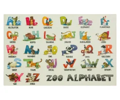 Beige & Multi-Color Alphabet Zoo Area Rug, (5' X 8')