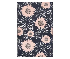 Flower Burst Navy & Peach Area Rug, (8' X 10')