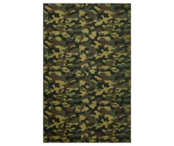 Green, Black & Brown Camouflage Area Rug, (3' 4" X 5')