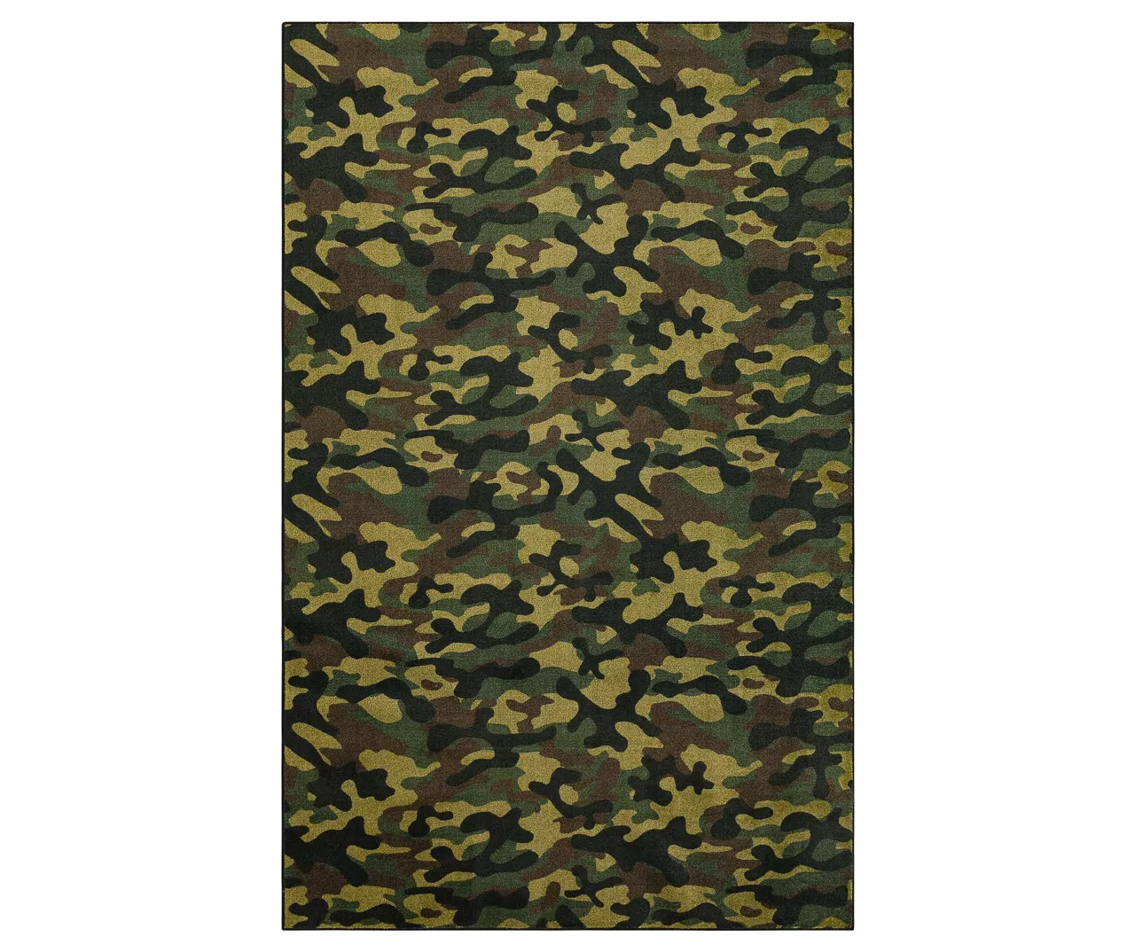 Green, Black & Brown Camouflage Area Rug, (3' 4" X 5')