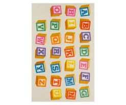 Ivory & Multi-Color Alphabet Blocks Area Rug, (5' X 8')