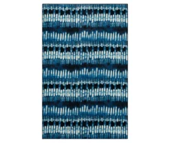 Imprint Navy & White Abstract Area Rug, (5' X 8')