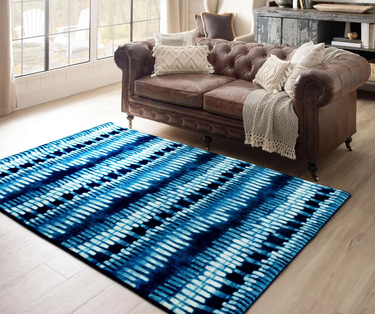 Imprint Navy & White Abstract Area Rug, (5' X 8') - Image 7