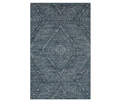Blue & White Geometric Diamond Area Rug, (5' X 8')