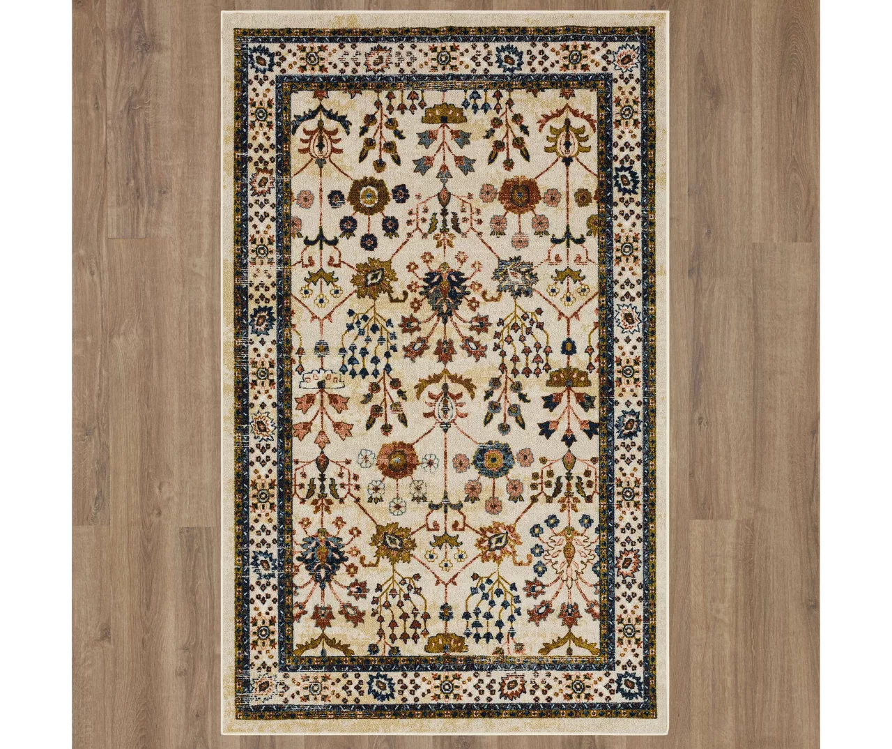 Muskberry Cream & Brown Floral Area Rug, (5' X 8') - Image 3