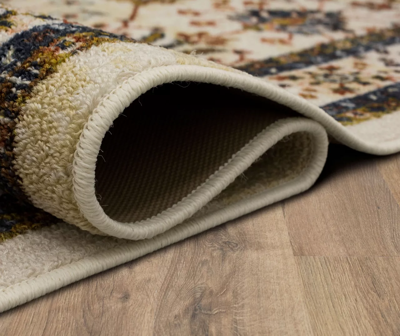 Muskberry Cream & Brown Floral Area Rug, (5' X 8') - Image 9