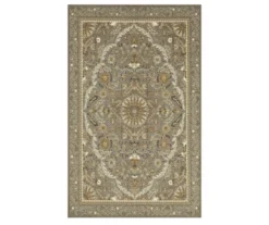 Heatherglen Gray & Beige Ornamental Floral Area Rug, (6' X 9')